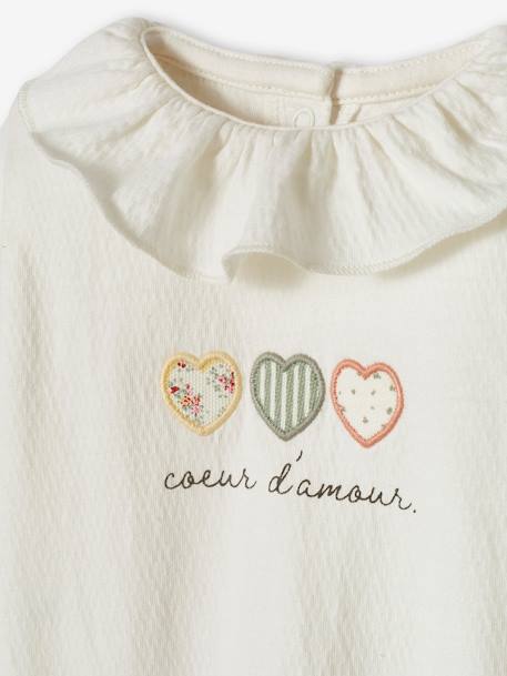 Long Sleeve Hearts Top for Babies ecru - vertbaudet enfant 