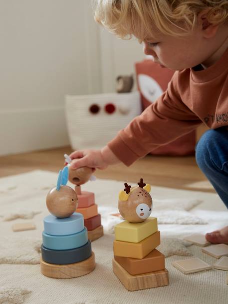 Trio of Stacking Towers, Forest Friends, in FSC® Wood wood - vertbaudet enfant 