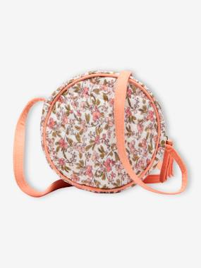 Girls-Round Padded Bag with Floral Print for Girls