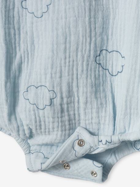 Long Sleeve Bodysuit, Cloud, in Cotton Gauze for Newborn Babies sky blue - vertbaudet enfant 