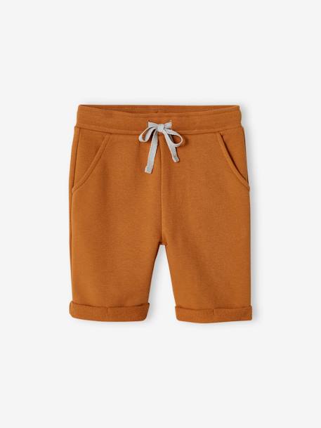 Bermuda garçon en molleton bleu chambray+kaki+marine grisé+noix de pécan - vertbaudet enfant 
