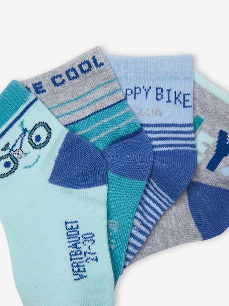 Pack of 4 Pairs of 'Bike' Socks for Boys aqua green - vertbaudet enfant 