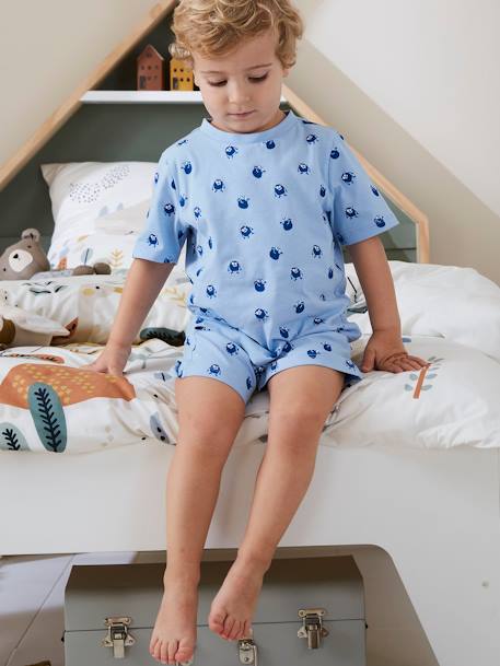 Pyjashort maille nid d'abeille imprimé monstres garçon bleu ciel - vertbaudet enfant 