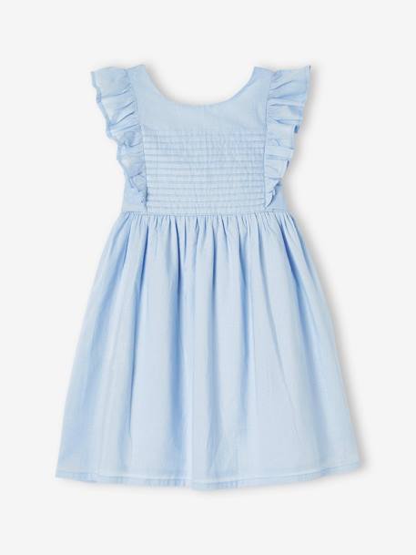 Occasion Wear Frilly Dress with Open Back for Girls coral+sky blue - vertbaudet enfant 