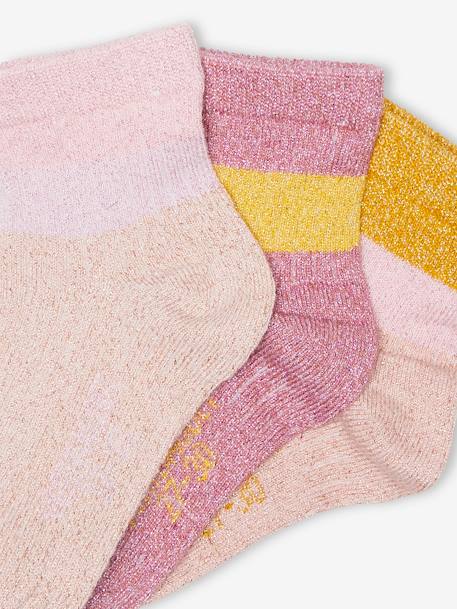 Pack of 3 Pairs of Rib Knit Socks for Girls old rose - vertbaudet enfant 