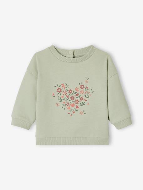 Basic Fleece Sweatshirt for Babies aqua green+coral+rosy apricot - vertbaudet enfant 
