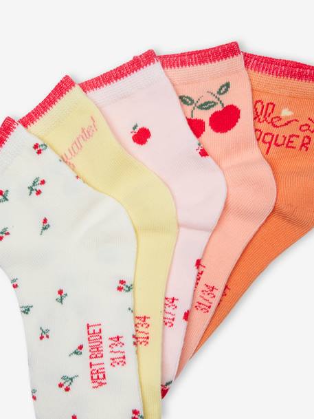 Pack of 5 Pairs of Tutti-Frutti Socks for Girls blush - vertbaudet enfant 