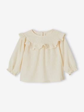 Embroidered Blouse with Ruffle for Babies  - vertbaudet enfant