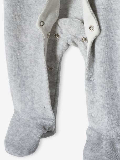 Pyjama bébé mixte velours animal personnalisable beige chiné+gris chiné - vertbaudet enfant 