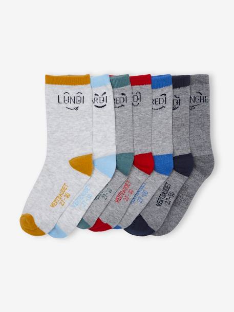 Pack of 7 Pairs of Fun Weekday Socks marl grey - vertbaudet enfant 