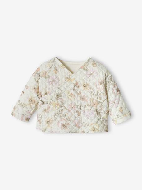 Quilted Wrap-Over Jacket for Babies ecru+vanilla+WHITE MEDIUM SOLID - vertbaudet enfant 