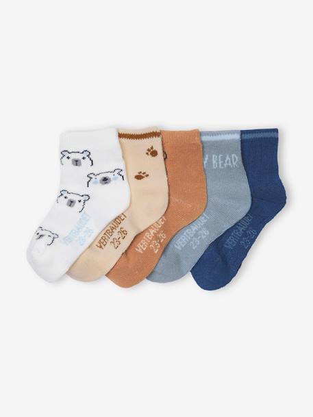 Pack of 5 Pairs of 'Bear Cub' Socks for Babies dark brown - vertbaudet enfant 