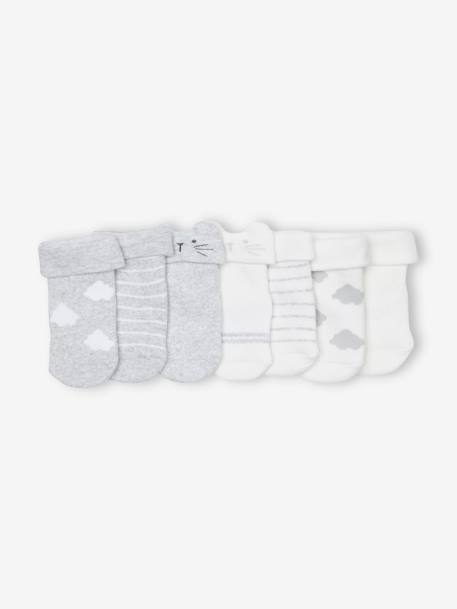 Pack of 7 Pairs of 'Clouds & Bears' Socks for Babies marl grey - vertbaudet enfant 