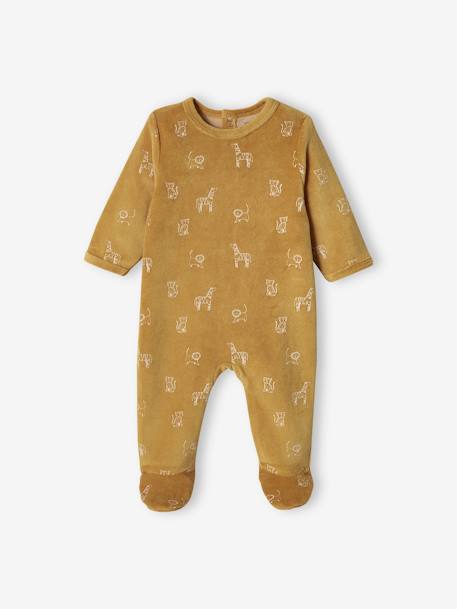 Pack of 2 Lion Sleepsuits in Velour for Baby Boys mustard - vertbaudet enfant 
