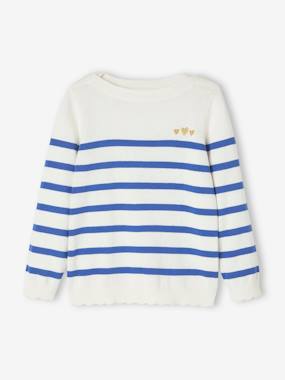 Girls-Cardigans, Jumpers & Sweatshirts-Sailor-type Jumper with Seams, for Girls