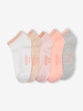 Girls-Underwear-Pack of 5 Pairs Rib Knit Trainer Socks for Girls