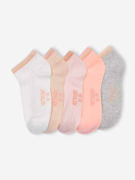 Pack of 5 Pairs Rib Knit Trainer Socks for Girls rosy - vertbaudet enfant 