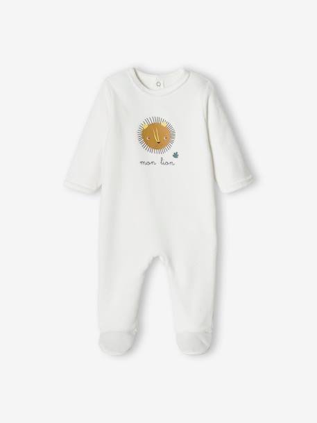 Pack of 2 Lion Sleepsuits in Velour for Baby Boys mustard - vertbaudet enfant 