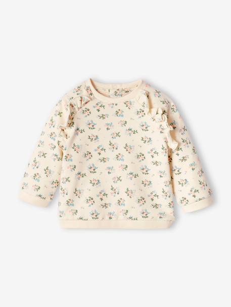 Sweatshirt with Ruffles & Message, for Baby Girls pale pink - vertbaudet enfant 