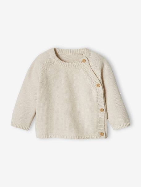 Jersey Knit Top, Opens at the Front, for Babies marl beige - vertbaudet enfant 