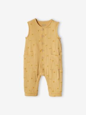 -Jumpsuit for Newborn Baby Boys in Embroidered Cotton Gauze