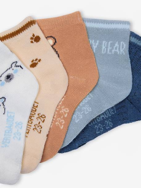 Pack of 5 Pairs of 'Bear Cub' Socks for Babies dark brown - vertbaudet enfant 