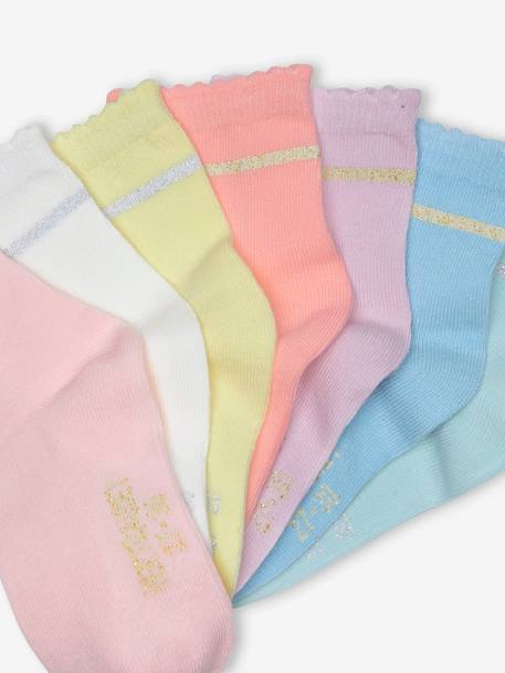 Pack of 7 Pairs of Socks for Girls rose+YELLOW LIGHT 2 COLOR/MULTICOL - vertbaudet enfant 
