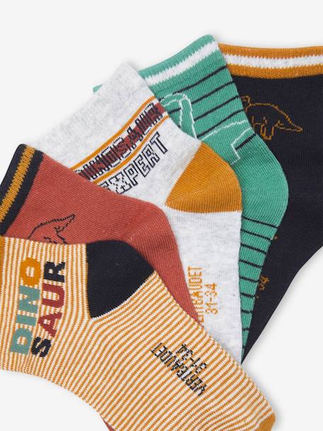 Pack of 5 Pairs of Dino Socks for Boys orange - vertbaudet enfant 