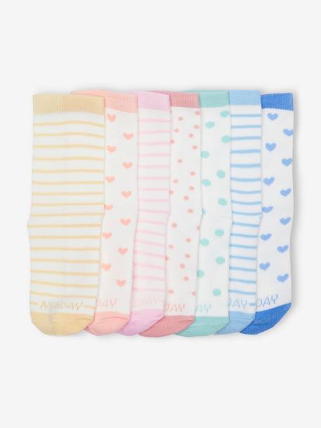 Pack of 7 Pairs of Weekday Socks for Girls ecru - vertbaudet enfant 
