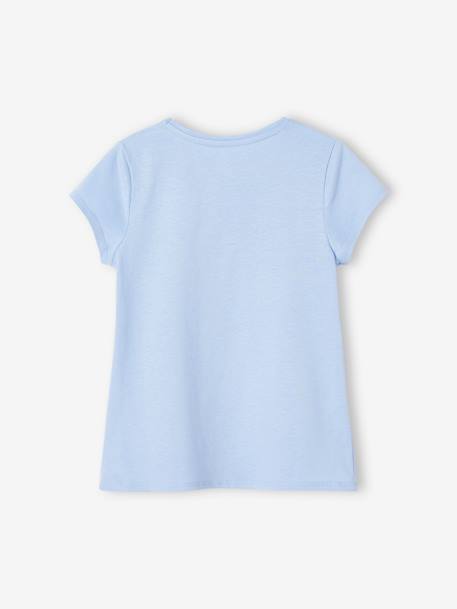 Tee-shirt à message Basics fille bleu pâle+corail+écru+rose bonbon+vert sapin - vertbaudet enfant 