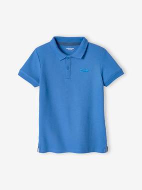 -Short Sleeve Polo Shirt, Embroidery on the Chest, for Boys