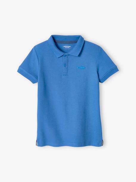 Short Sleeve Polo Shirt, Embroidery on the Chest, for Boys BLUE LIGHT SOLID WITH DESIGN+BLUE MEDIUM SOLID WITH DESIGN+electric blue+Green+GREY MEDIUM MIXED COLOR+pastel yellow+Red+WHITE LIGHT SOLID WITH DESIGN - vertbaudet enfant 