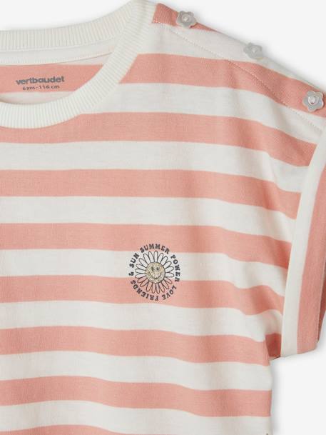 Striped T-Shirt for Girls striped green+striped pink - vertbaudet enfant 