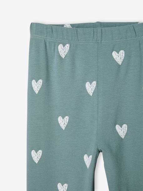 Printed Leggings for Girls chocolate+ecru+grey green+nude pink+sky blue - vertbaudet enfant 