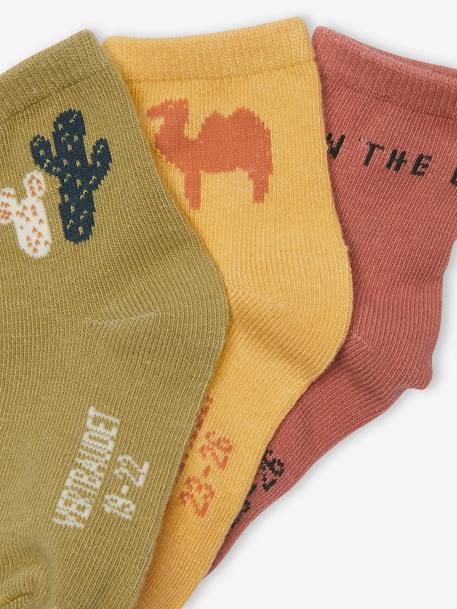 Pack of 3 Pairs of 'Cactus' Socks for Babies khaki - vertbaudet enfant 