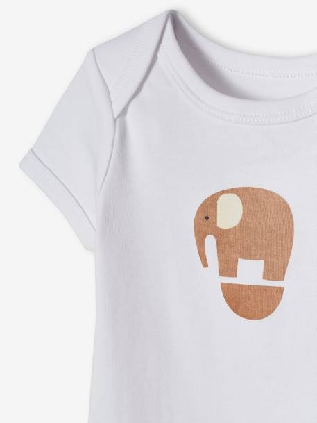Pack of 5 Short Sleeve 'Elephant' Bodysuits for Babies ecru - vertbaudet enfant 