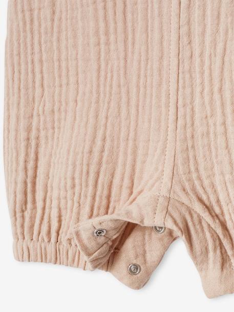 Salopette bébé naissance en gaze de coton beige+denim bleached - vertbaudet enfant 