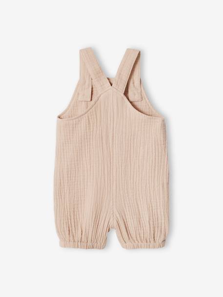 Salopette bébé naissance en gaze de coton beige+denim bleached - vertbaudet enfant 