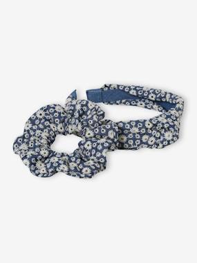 -Set of Broderie Anglaise Alice Band + Scrunchie for Girls