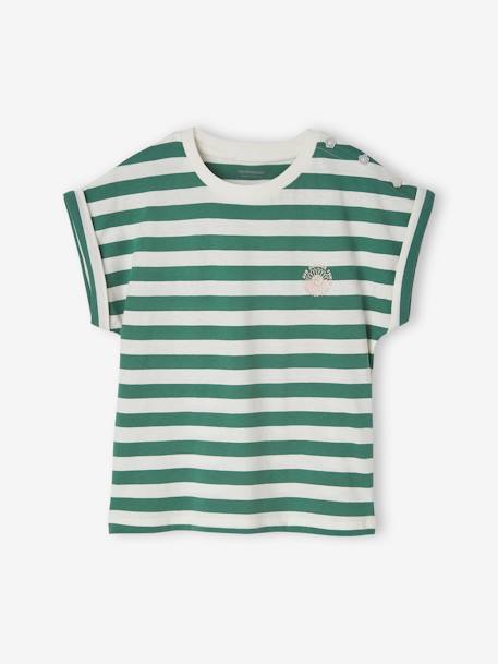T-shirt rayé personnalisable fille rayé rose+rayé vert - vertbaudet enfant 