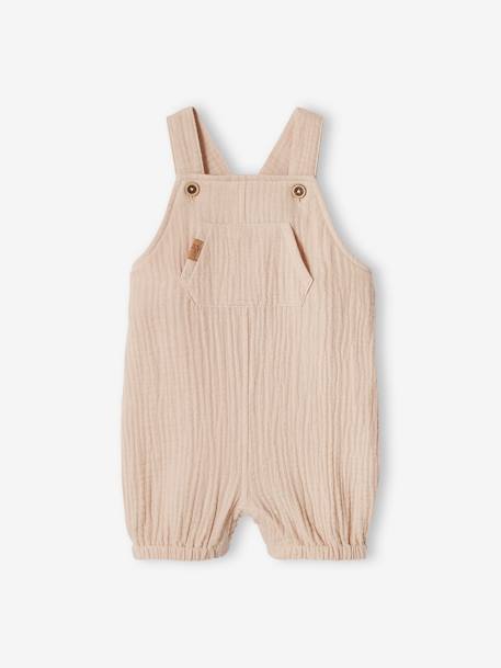 Salopette bébé naissance en gaze de coton beige+denim bleached - vertbaudet enfant 
