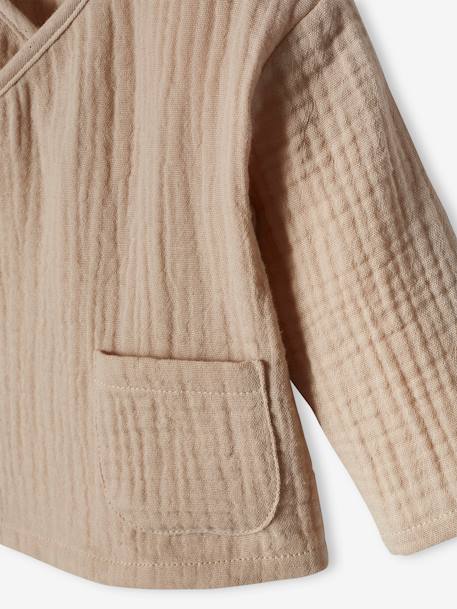 Wrap-Over Jacket in Cotton Gauze for Newborn Babies beige - vertbaudet enfant 
