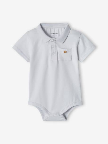 Lot de 2 bodies bébé naissance ouverture polo bleu ciel+écru - vertbaudet enfant 