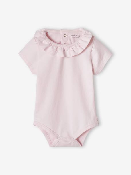 Pack of 2 Short-Sleeved Bodysuits with Fancy Collar, for Babies soft lilac+White - vertbaudet enfant 
