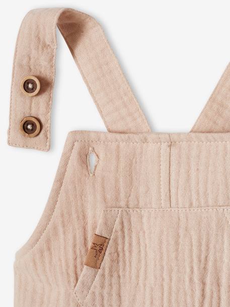 Salopette bébé naissance en gaze de coton beige+denim bleached - vertbaudet enfant 