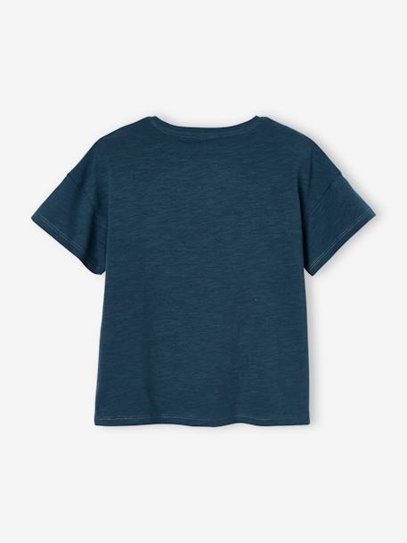 T-shirt fille animation relief et détails irisés fille abricot+bleu ciel+encre+rayé marine+vert amande - vertbaudet enfant 