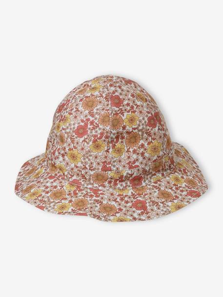 Reversible Bucket Hat with Vintage Print for Baby Girls peach - vertbaudet enfant 