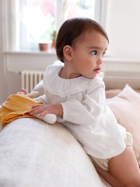 Bébé-Chemise, blouse-Blouse en gaze de coton bébé col volanté