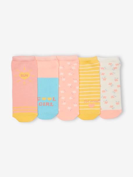 Pack of 5 Pairs of Trainer Socks for Girls yellow - vertbaudet enfant 