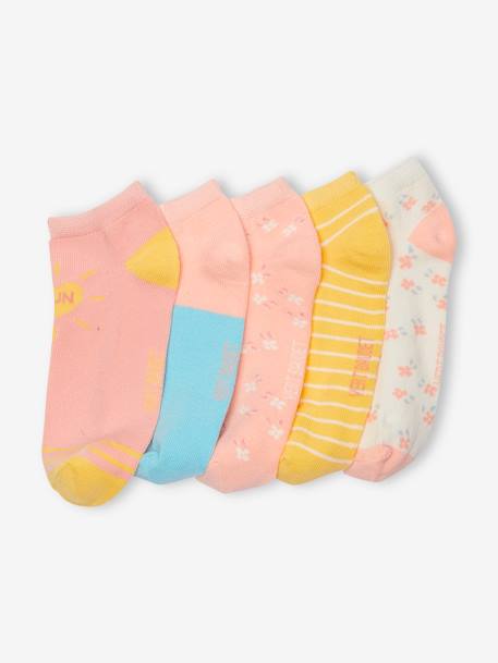 Pack of 5 Pairs of Trainer Socks for Girls yellow - vertbaudet enfant 